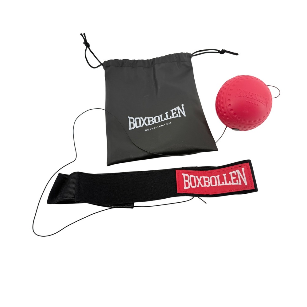 Boxbollen Original Reflex Ball Set with Adjustable Headband and Carry Bag Red